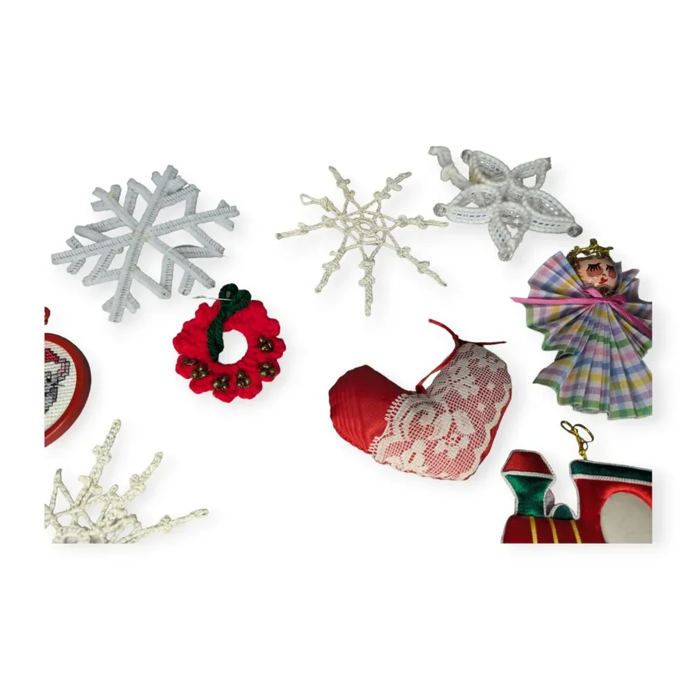 Vintage Group of 14 Ornament Some Hand Made